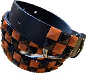Orange & Black Studded 2-Row Skinny Belt